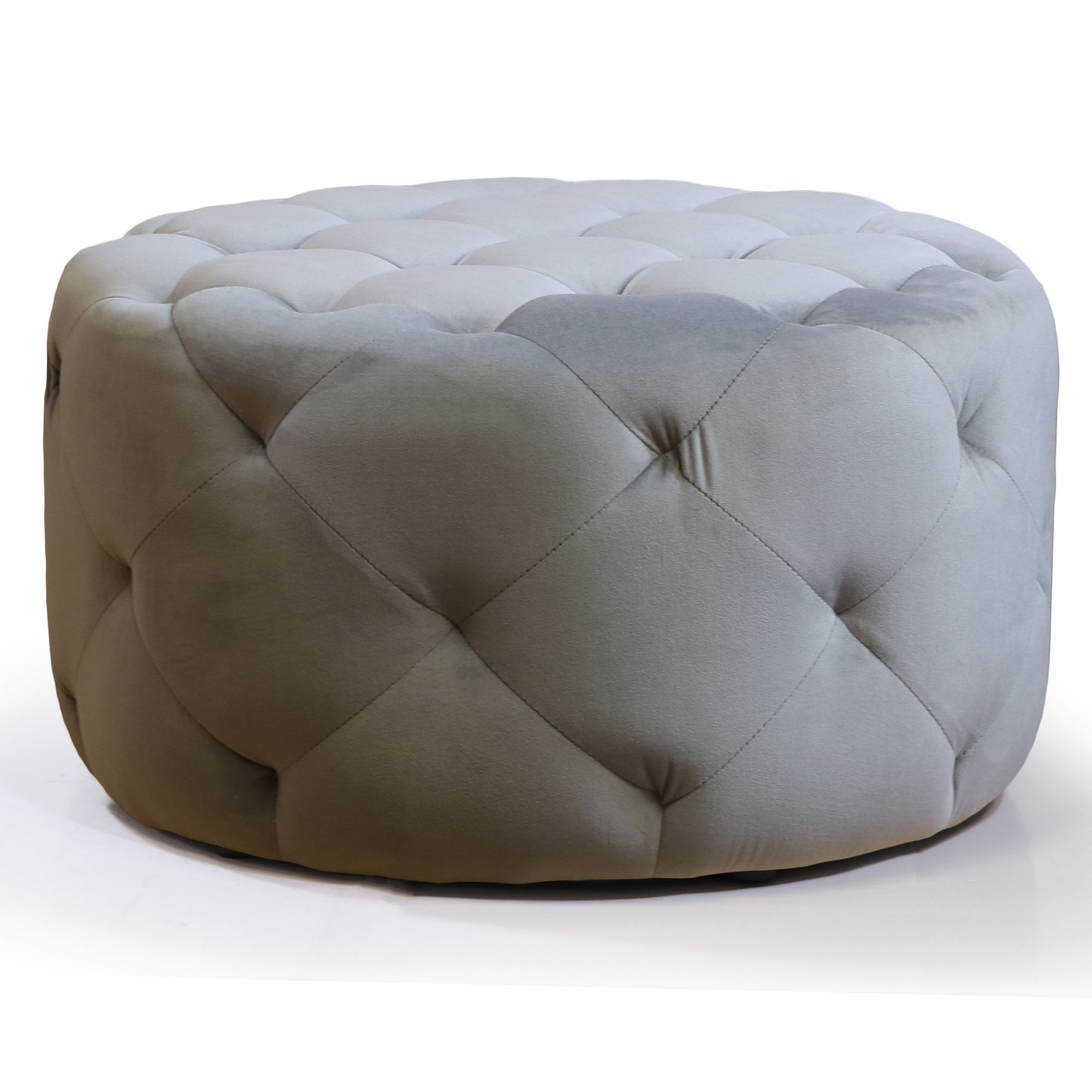 Warehouse Of Tiffany Meerna 24 Inch Round Tufted Padded Ottoman Within Textured Aqua Round Pouf Ottomans (View 7 of 20)