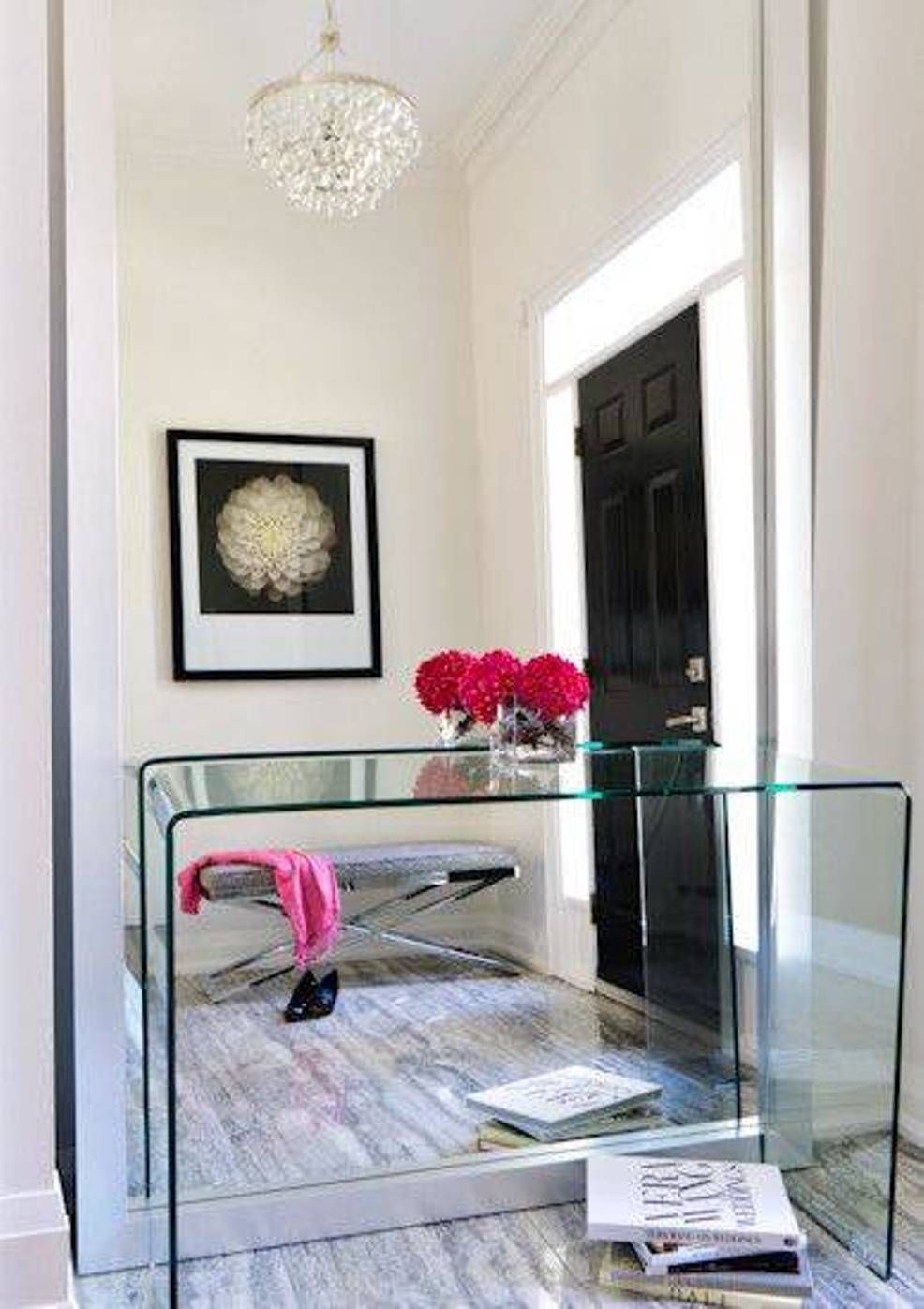 Waterfalll Glass Modern Console Table With Large Mirror | Modern Foyer Within Large Modern Console Tables (View 15 of 20)