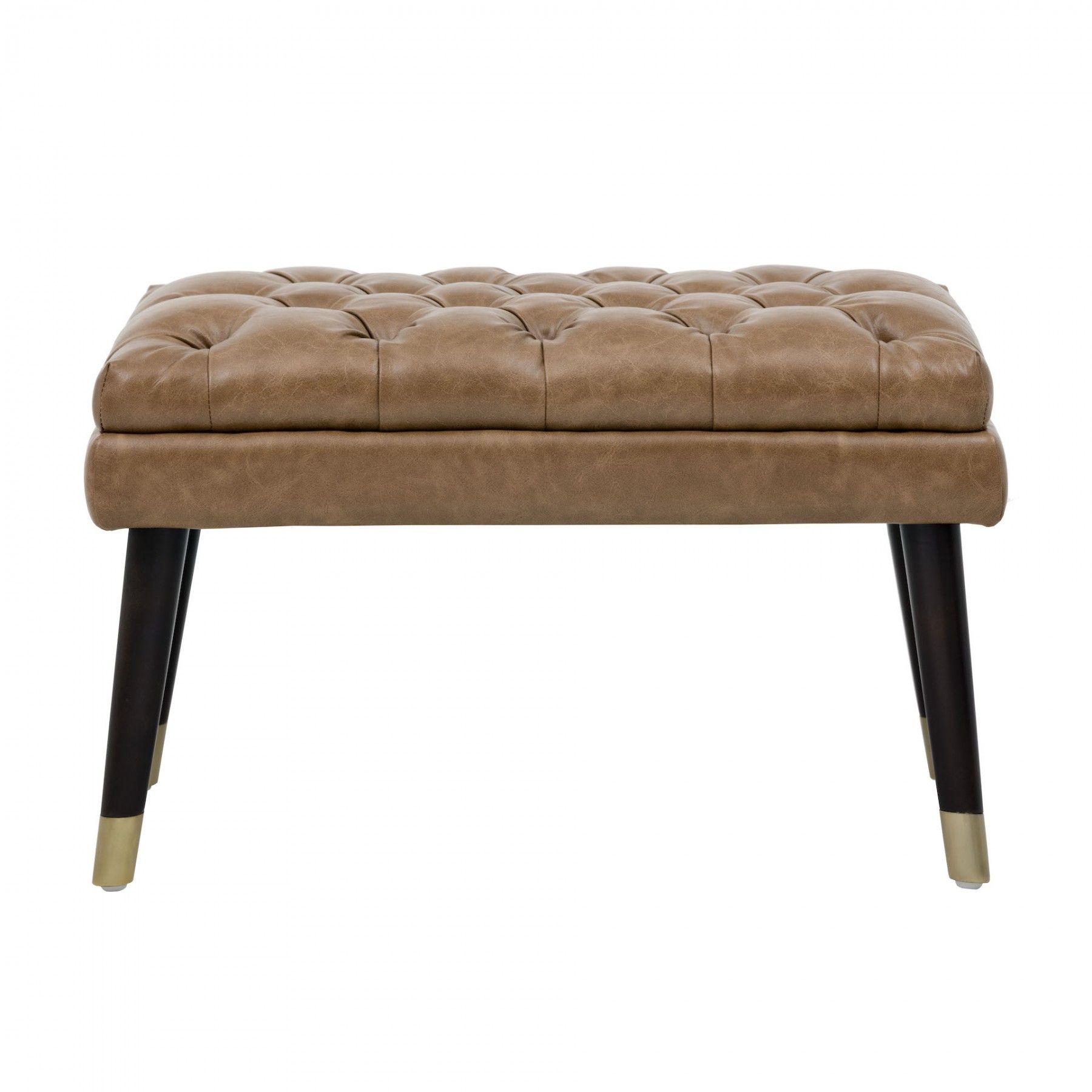 Wayne Ottoman – Caramel Leather – Metro Element With Regard To Caramel Leather And Bronze Steel Tufted Square Ottomans (View 13 of 20)