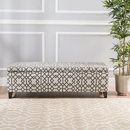 Westfield Grey Geometric Patterned Fabric Storage Ottoman Https Throughout Brushed Geometric Pattern Ottomans (View 11 of 20)