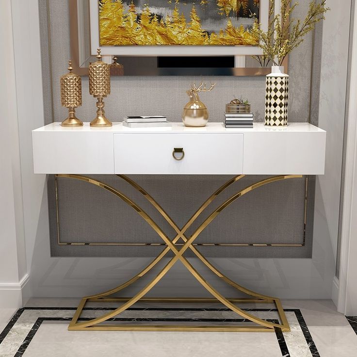 White/black Console Table With Drawer Entryway Table Contemporary For With Geometric White Console Tables (View 16 of 20)