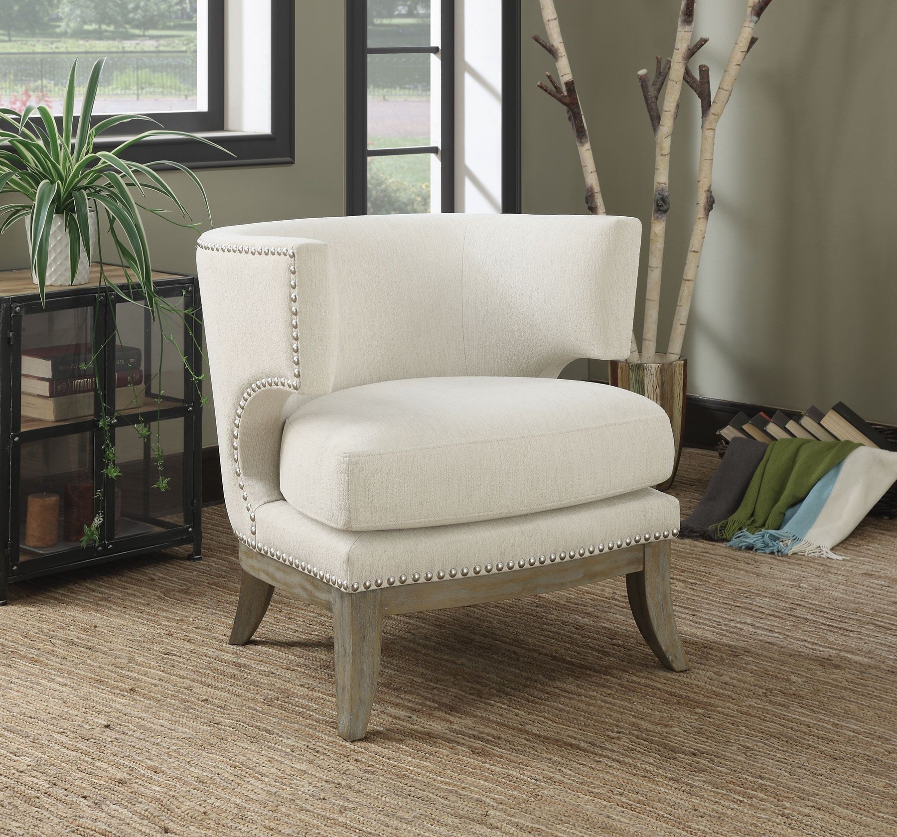 White Chenille Accent Chair – 1stopbedrooms (View 7 of 20)