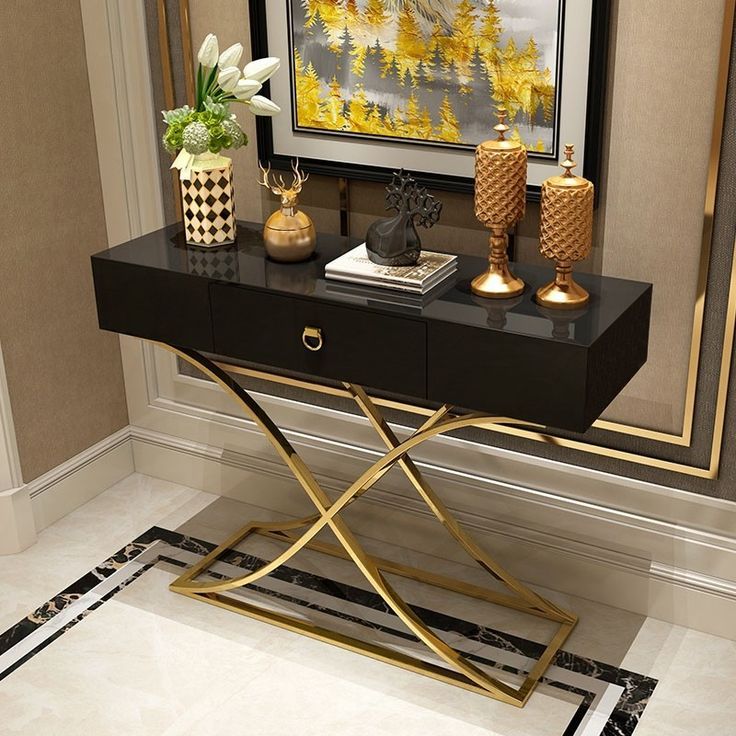 White Console Table With Drawer Entryway Table Contemporary For Hallway Regarding Black And White Console Tables (View 1 of 20)