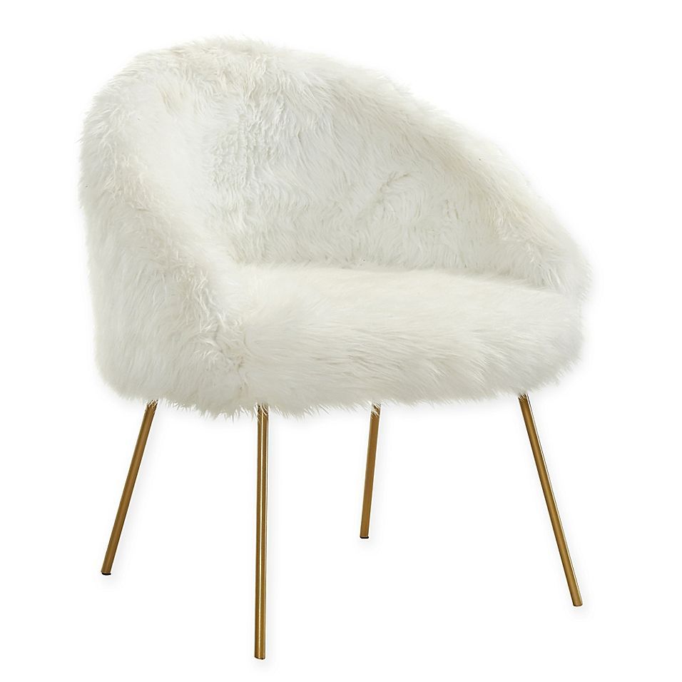 White Fluffy Chair Intended For White Faux Fur Round Accent Stools With Storage (View 12 of 20)