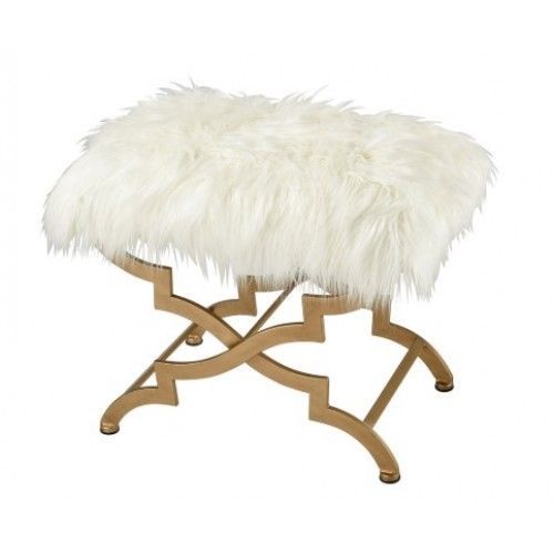 White Fluffy Ottoman – Home Designing For White Faux Fur Round Ottomans (View 4 of 20)