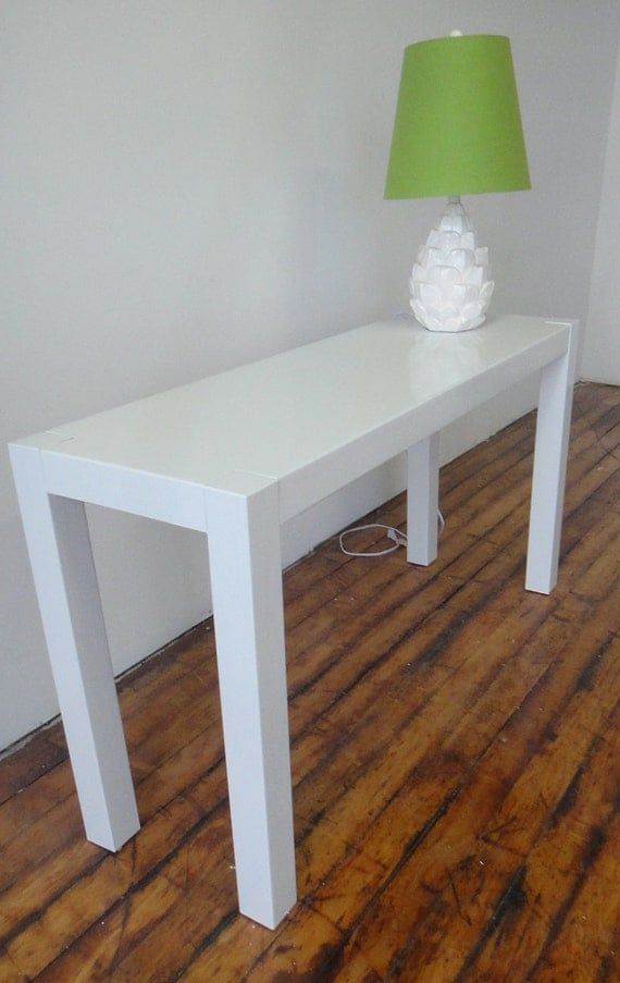 White Gloss Parsons Console Sofa Table Vintage Inside White Gloss And Maple Cream Console Tables (View 3 of 20)