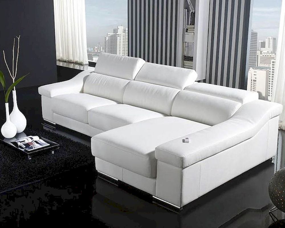 White L Shape Leather Sectional Sofa Set 44lt136cw Within L Shaped Console Tables (View 7 of 20)