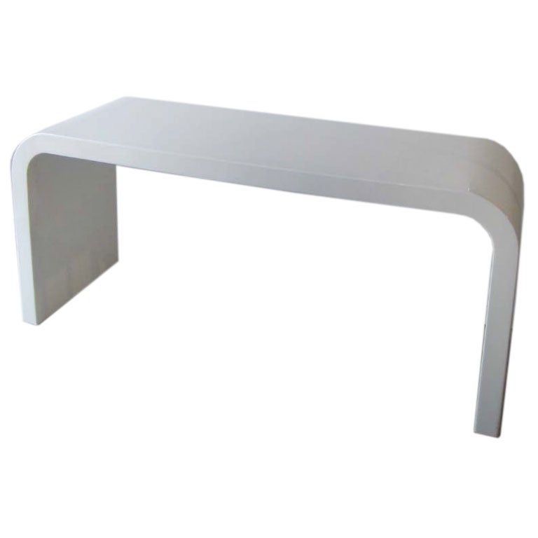 White Lacquered Waterfall Console Table At 1stdibs For White Geometric Console Tables (View 18 of 20)