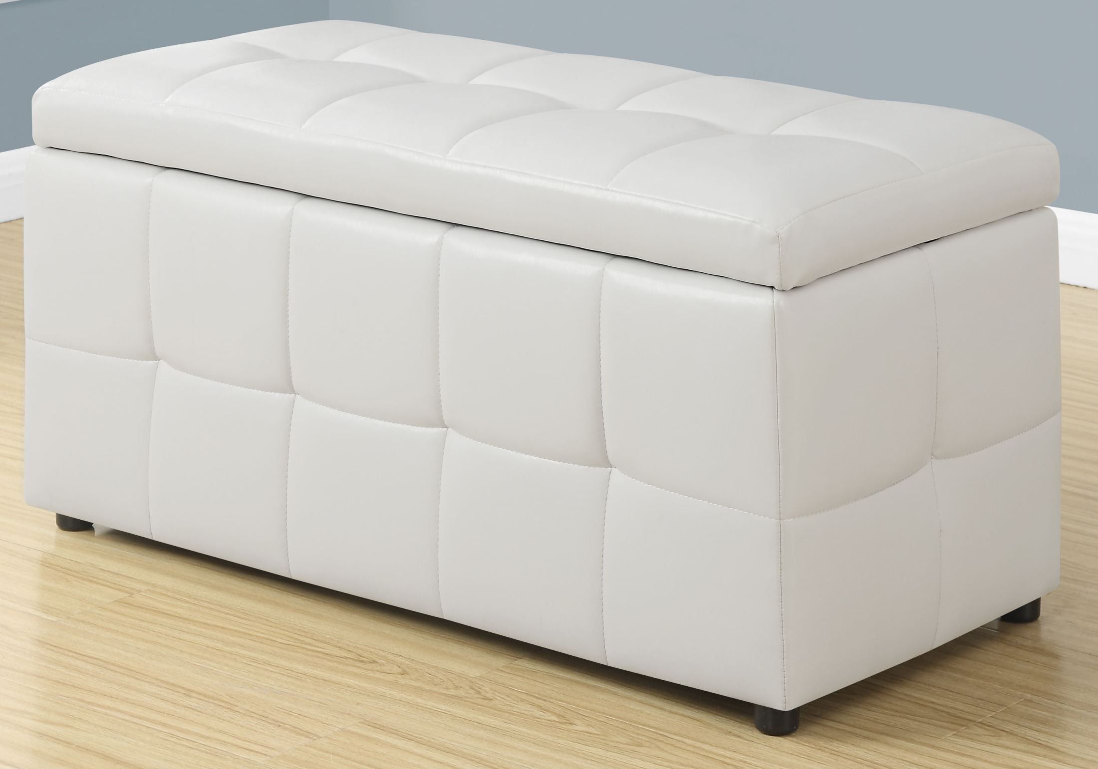 White Leather Storage Ottoman, 8985, Monarch Intended For Leather Pouf Ottomans (Gallery 19 of 20)