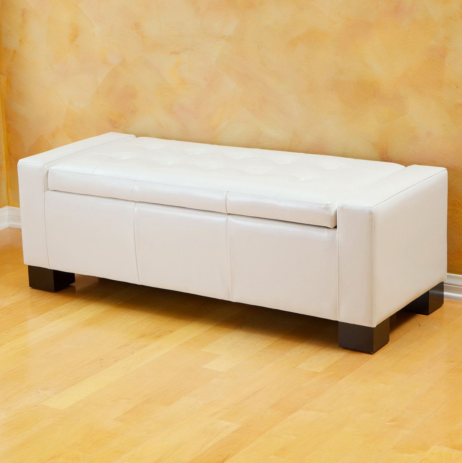 White Leather Storage Ottoman | Home Design Ideas In White Leatherette Ottomans (View 9 of 20)
