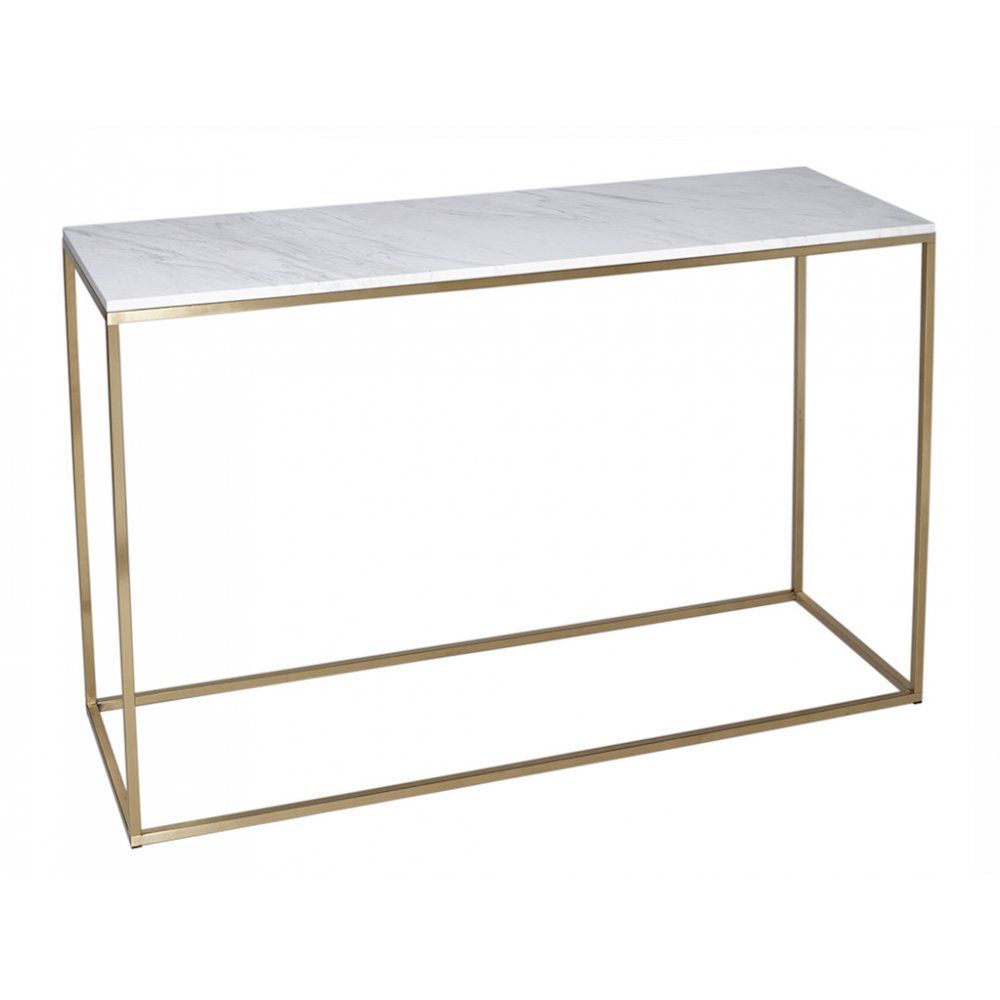 White Marble And Gold Metal Contemporary Console Table | Brass Console Pertaining To White Marble Console Tables (View 8 of 20)