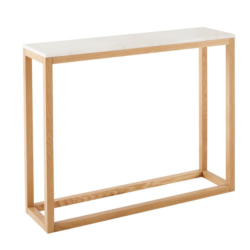 White Marble And Solid Oak Console Table Marlow | Maisons Du Monde With White Marble Console Tables (View 3 of 20)