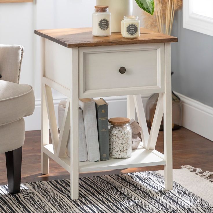 White Wash Drawer Wood Side Table – Natalee | Rc Willey Furniture Store Pertaining To Oceanside White Washed Console Tables (View 5 of 20)