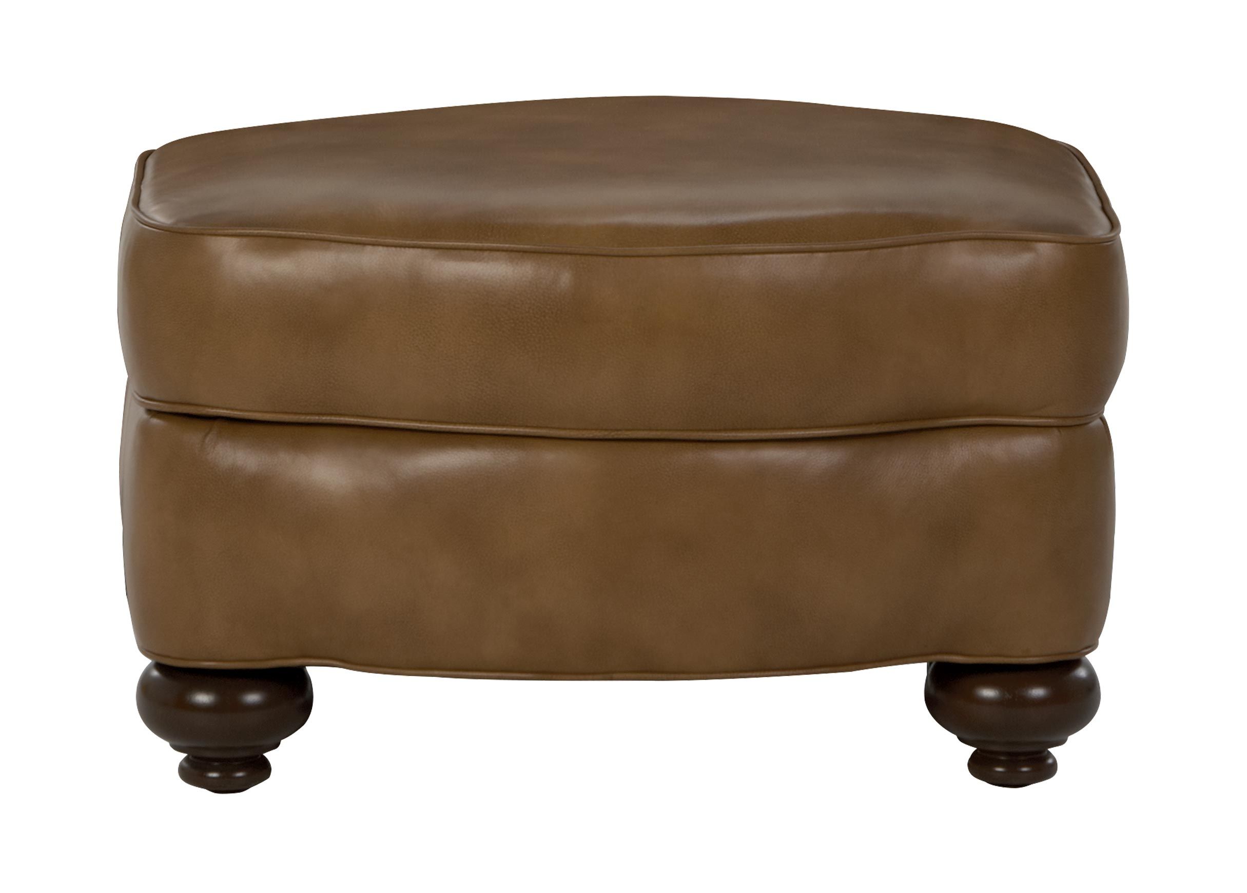 Whitney Leather Ottoman | Ottomans & Benches | Ethan Allen With Regard To Weathered Ivory Leather Hide Pouf Ottomans (View 3 of 20)