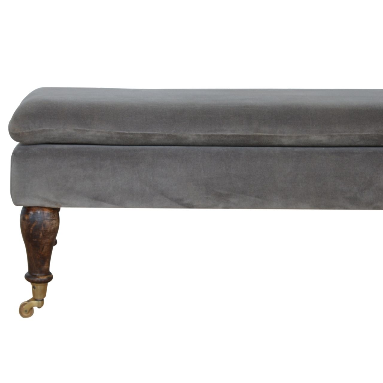 Wholesale Grey Velvet Bench With Castor Feet, Dropship Artisan Furniture With Regard To Rivet Gray Velvet Fabric Bench (View 17 of 20)