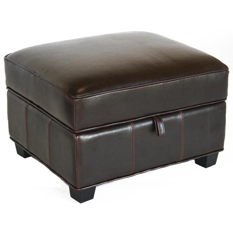 Wholesale Interiors Bicast Leather Storage Ottoman Black A 136 Black In Dark Brown Leather Pouf Ottomans (View 18 of 20)
