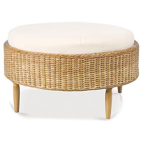 Wicker Ottoman, White | Ottoman, Wicker Ottoman, Large Round Ottoman With Regard To White Large Round Ottomans (View 12 of 20)