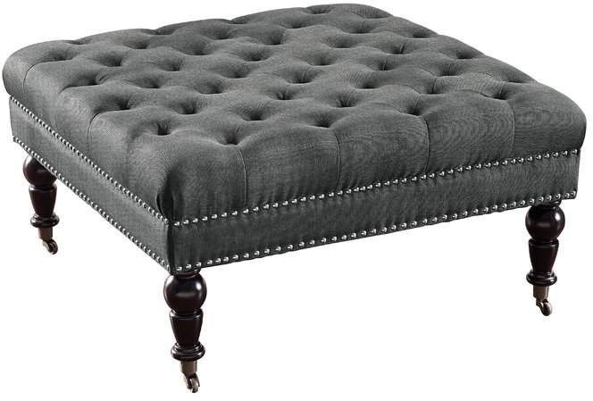Willa Arlo Interiors Rittenhouse Tufted Cocktail Ottoman | Square Pertaining To Caramel Leather And Bronze Steel Tufted Square Ottomans (View 14 of 20)