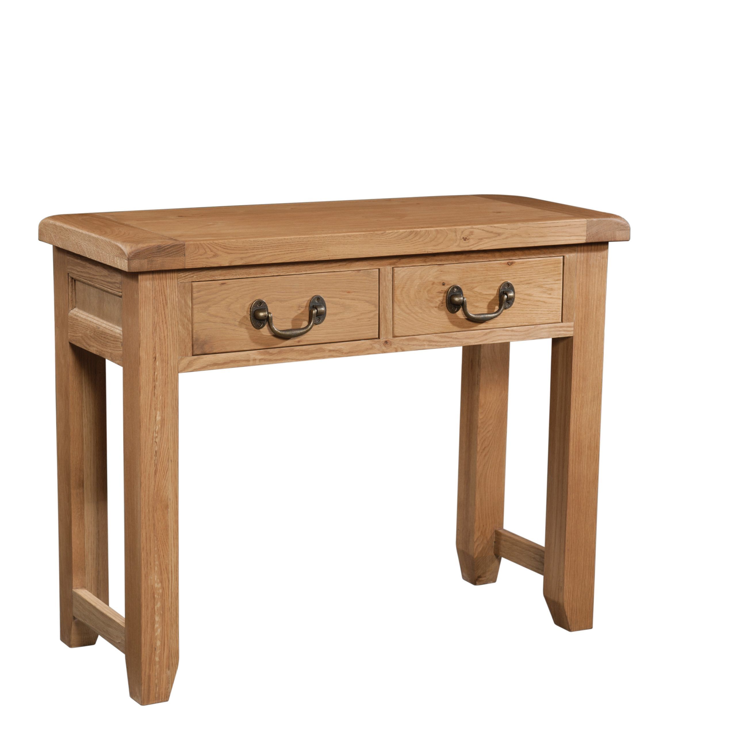 Wiltshire Rustic Oak 2 Drawer Console Table Within Rustic Oak And Black Console Tables (View 4 of 20)