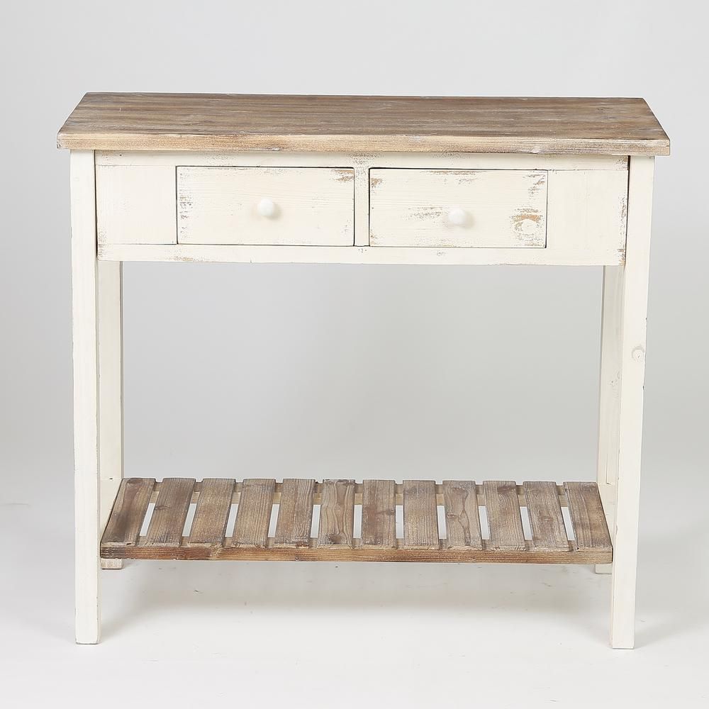 Winsome House Vintage Natural 2 Drawer Console Table Wh187 – The Home Depot With Regard To Natural Wood Console Tables (Gallery 19 of 20)
