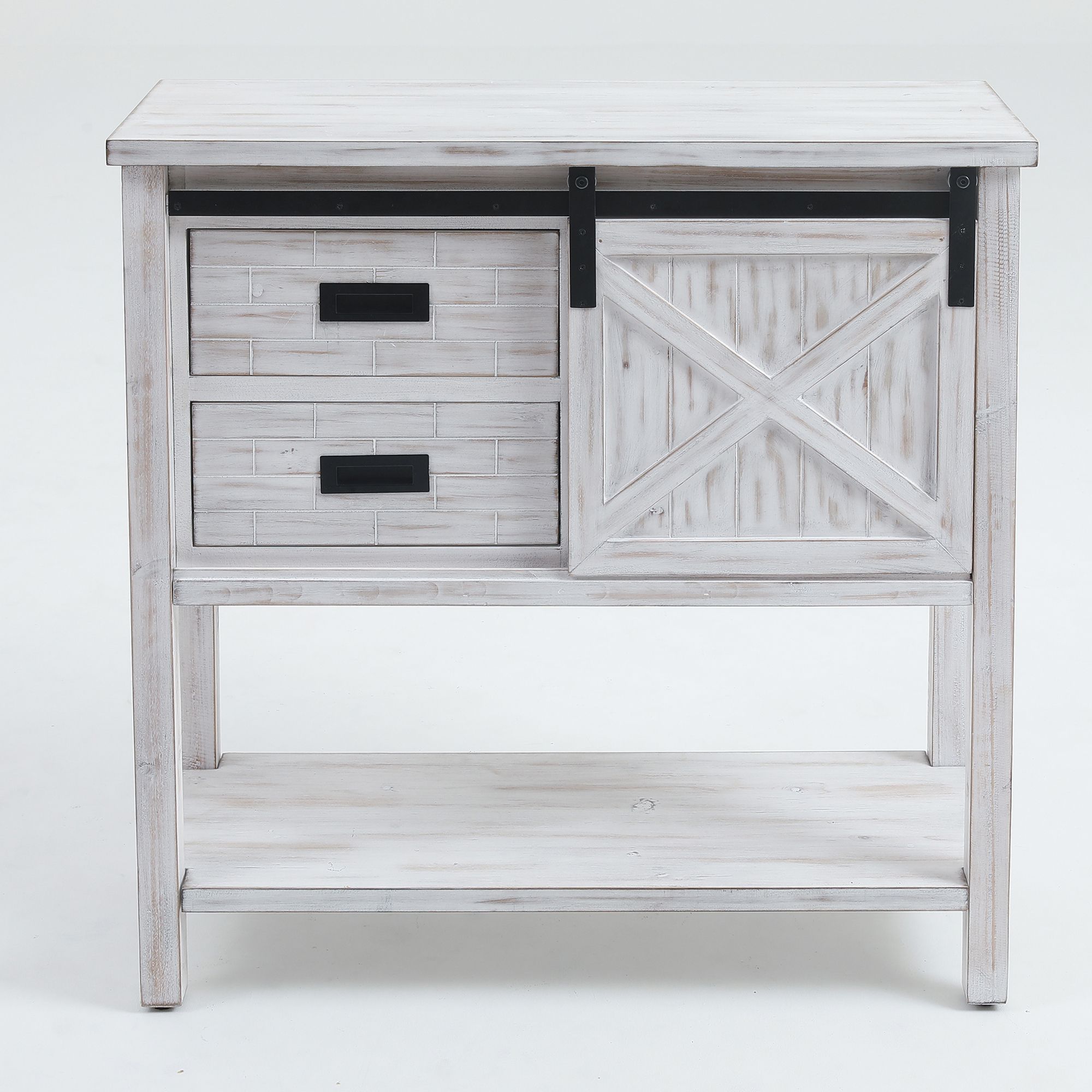 Winsome House White Wood Sliding Door Console Table – Walmart Regarding Geometric White Console Tables (View 19 of 20)
