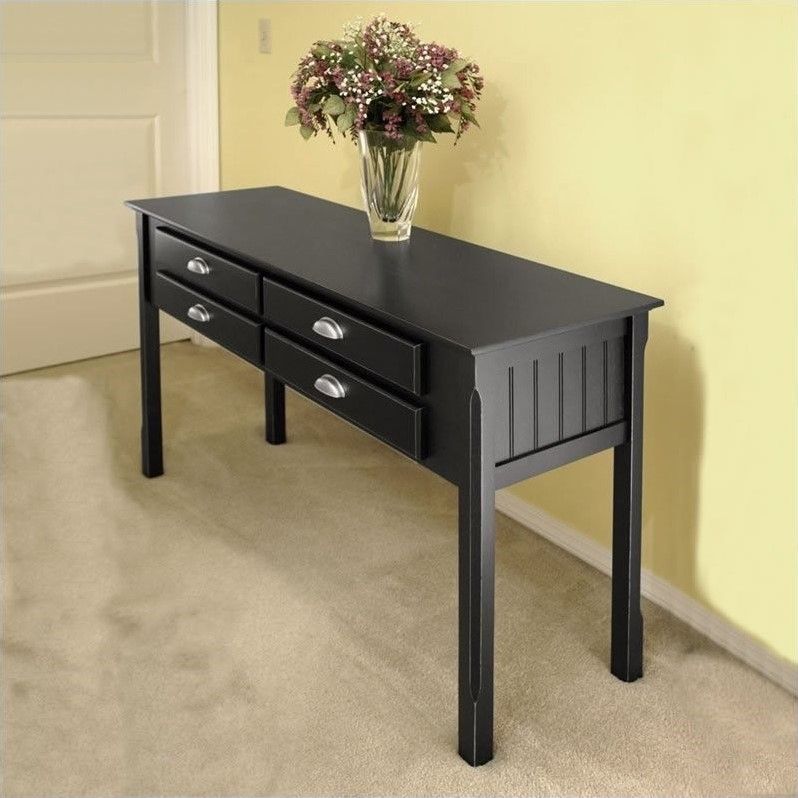 Winsome Timber Solid Wood Console/sofa Table In Black – 20450 For Wood Console Tables (View 20 of 20)
