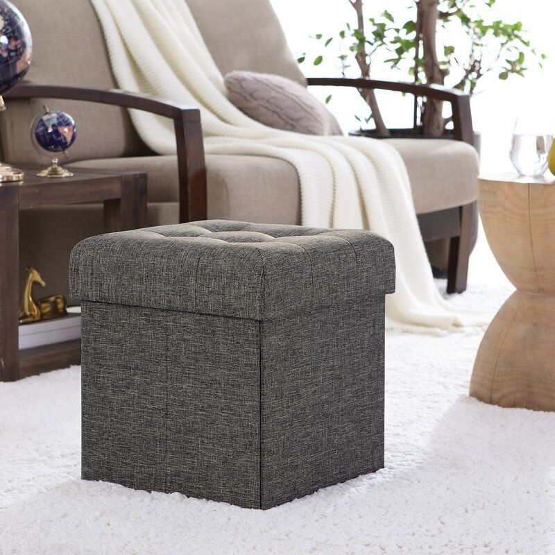Winston Porter Lambertville Foldable Tufted Square Cube Foot Rest Throughout Beige Solid Cuboid Pouf Ottomans (View 7 of 20)