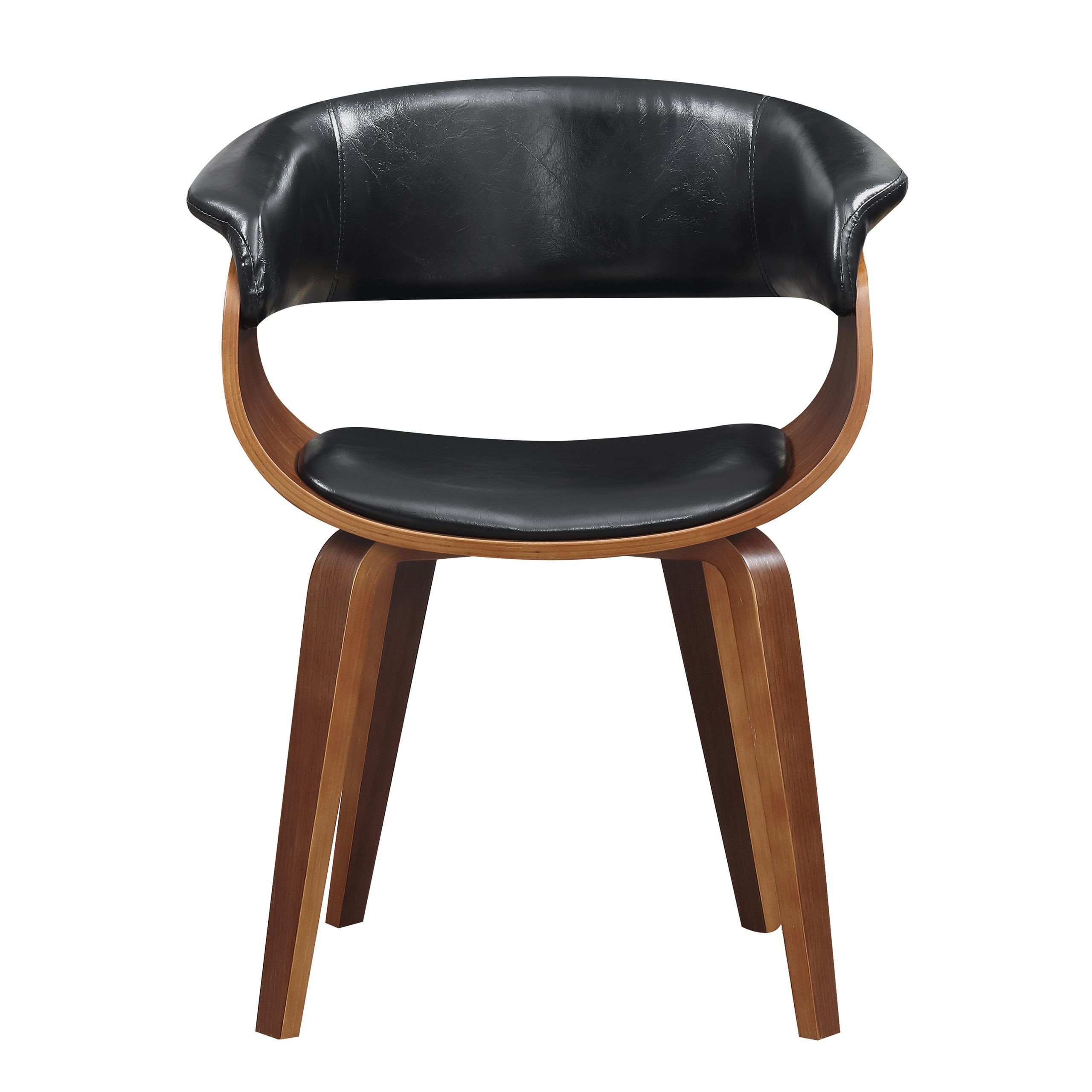 Wood And Black Faux Leather Mid Century 18 Inch Seat Height Dining Regarding Lack Faux Fur Round Accent Stools With Storage (View 16 of 20)