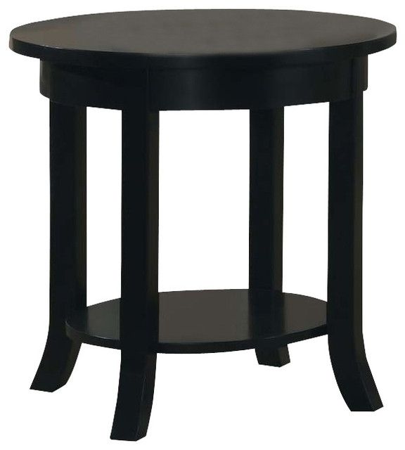 Wood Black Round Flare Square Legs Shelf Accent Sofa Side End Table Regarding Barnside Round Console Tables (View 11 of 20)