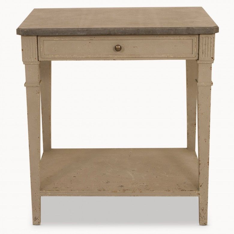 Woodcroft Stone Top Mouse Grey Side Table | Tables | One World Within Smoke Gray Wood Square Console Tables (View 20 of 20)