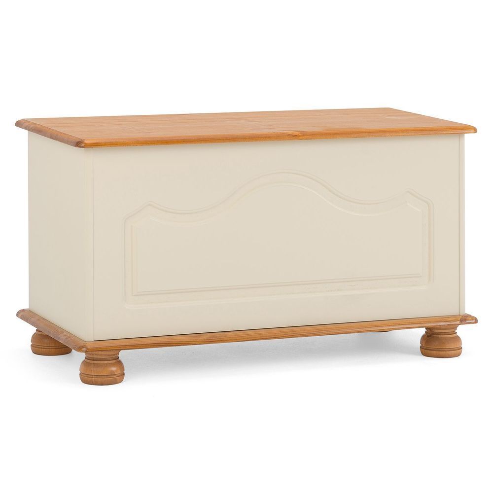 Wooden Ottoman Storage Cream Natural Colour Solid Pine Hallway Bedroom Pertaining To Natural Solid Cylinder Pouf Ottomans (View 20 of 20)