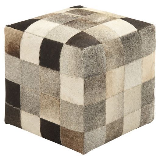 Woodland Imports Ravishing Styled Leather Ottoman | Leather Ottoman With Regard To Multi Color Botanical Fabric Cocktail Square Ottomans (Gallery 20 of 20)