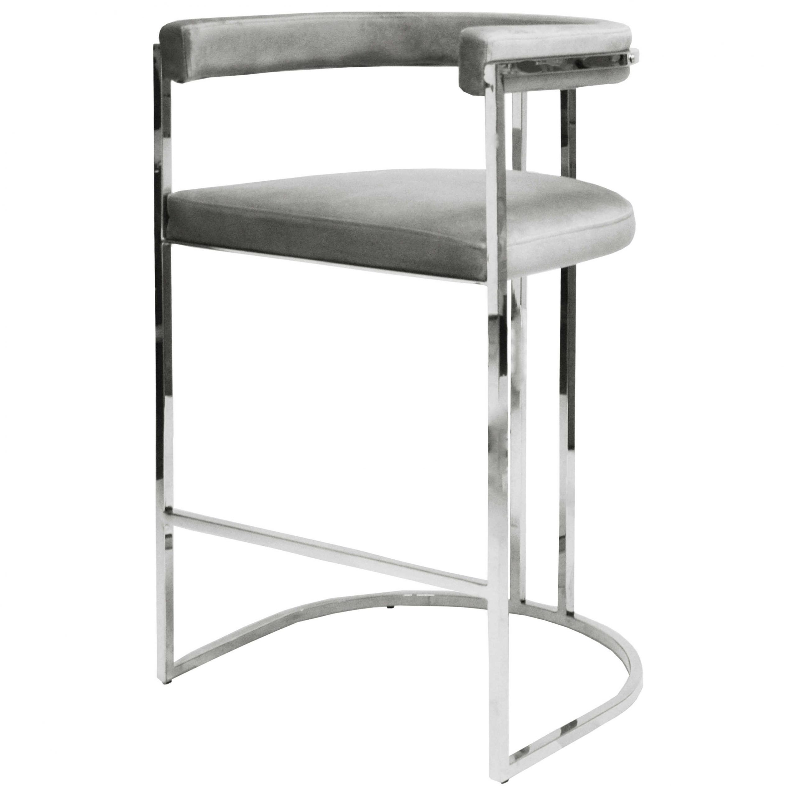 Worlds Away Grey Velvet / Nickel Arm Bar Height Stool | Wadonovanngry Intended For Gray Nickel Stools (View 2 of 20)