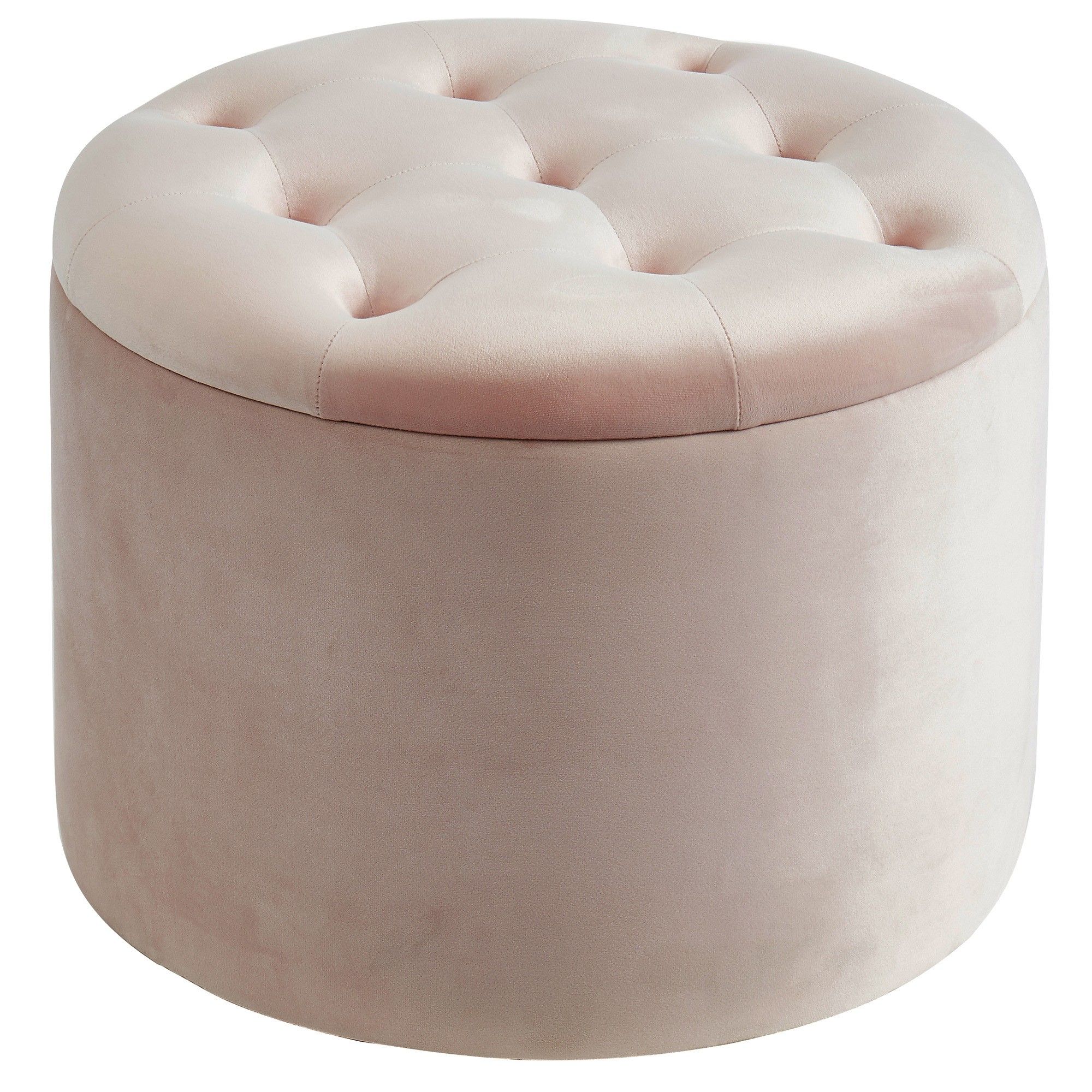 Worldwide Talia Round Storage Ottoman In Blush Pink – Furniture Trends For Round Pouf Ottomans (View 6 of 20)