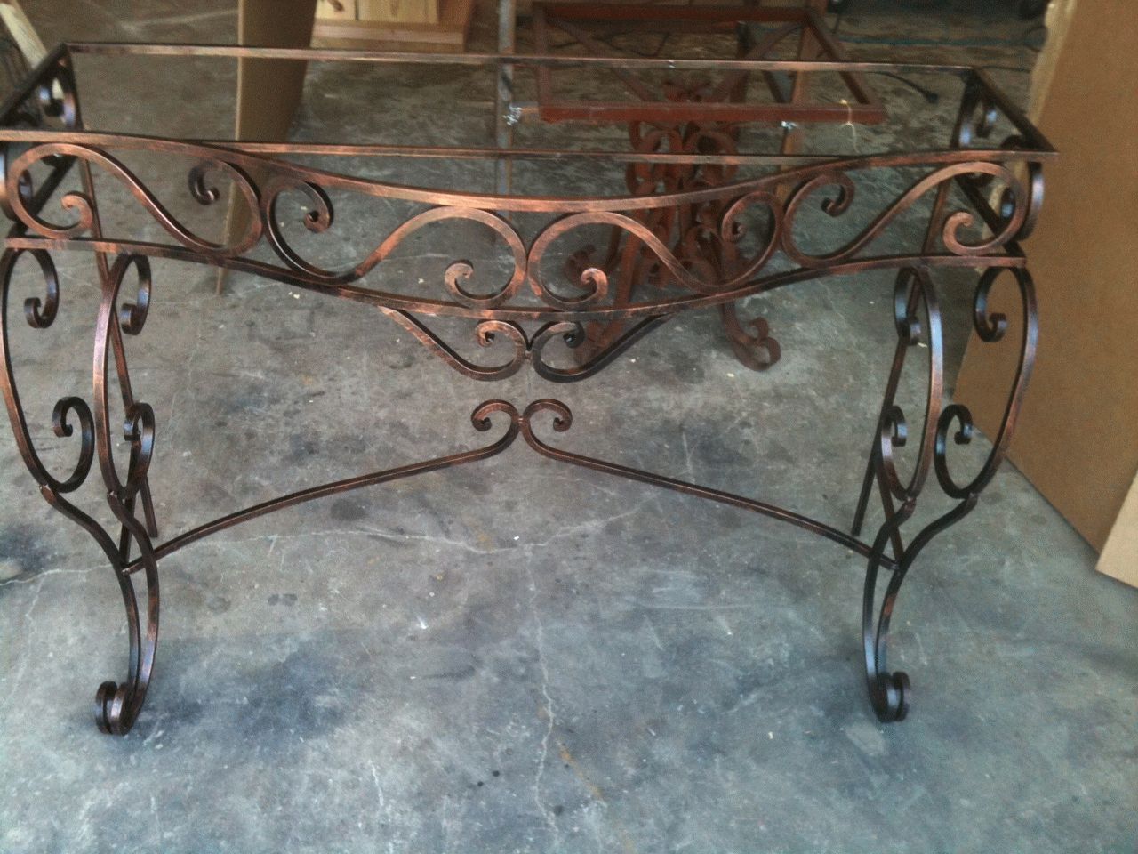 Wrought Iron Console Table Base W/ Scrolls – Bronze Inside Round Iron Console Tables (View 11 of 20)