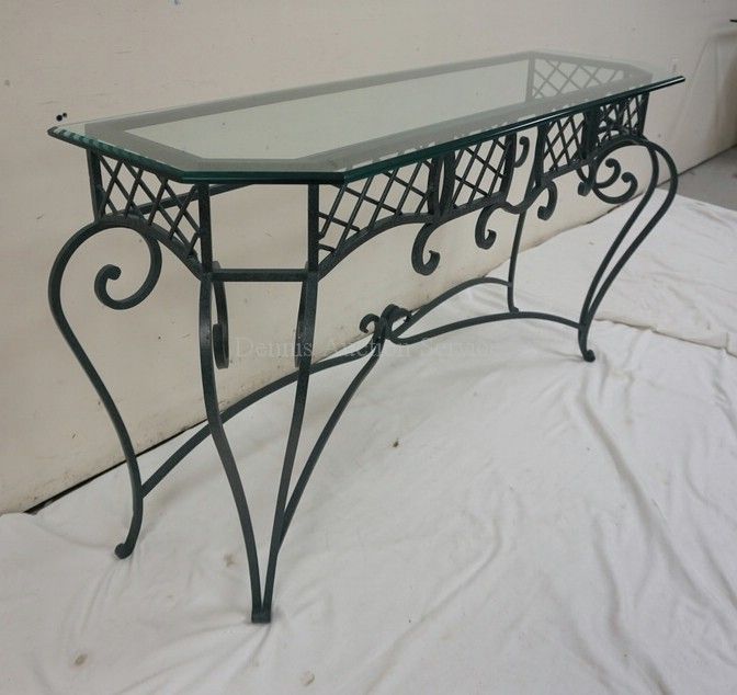 Wrought Iron Console Table With A Beveled Glass Top (View 8 of 20)