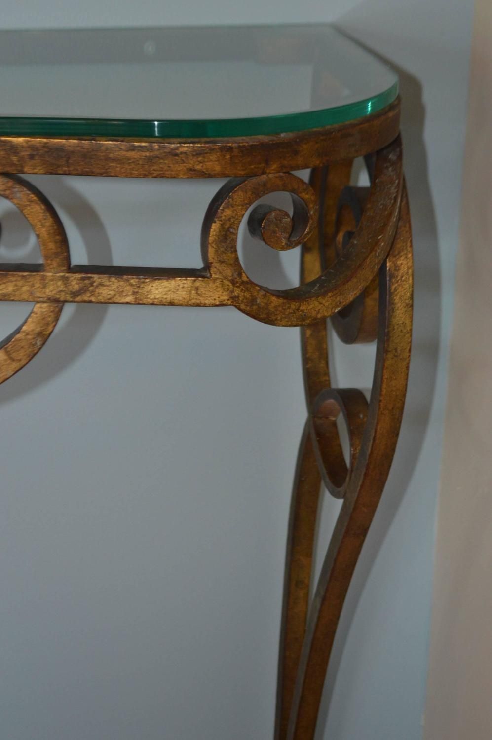Wrought Iron Gilded Console Table With Glass Top For Sale At 1stdibs In Wrought Iron Console Tables (View 11 of 20)