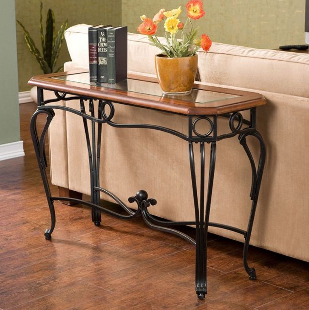 Wrought Iron Sofa Table That Will Fascinated You – Homesfeed Regarding Black And Oak Brown Console Tables (View 13 of 20)