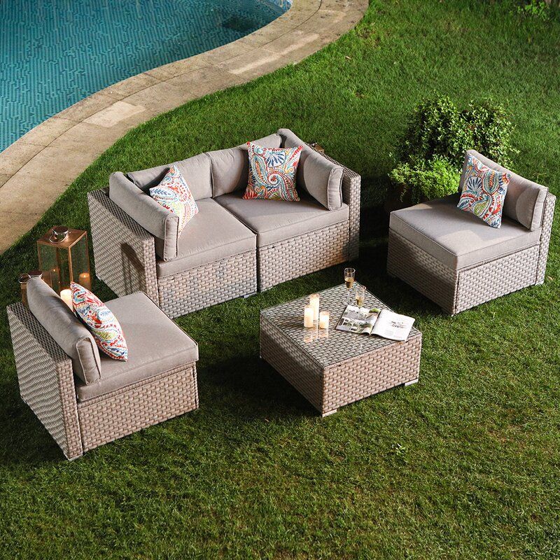 Wrought Studio 5 Piece Outdoor Furniture Set Warm Grey Wicker Sectional With Regard To 5 Piece Console Tables (View 3 of 20)