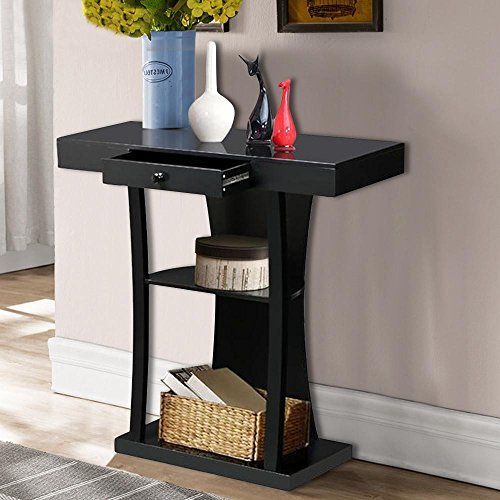 Yaheetech 3 Tier Black Console Tables For Entryway With Storage Shelf Intended For 3 Tier Console Tables (View 9 of 20)