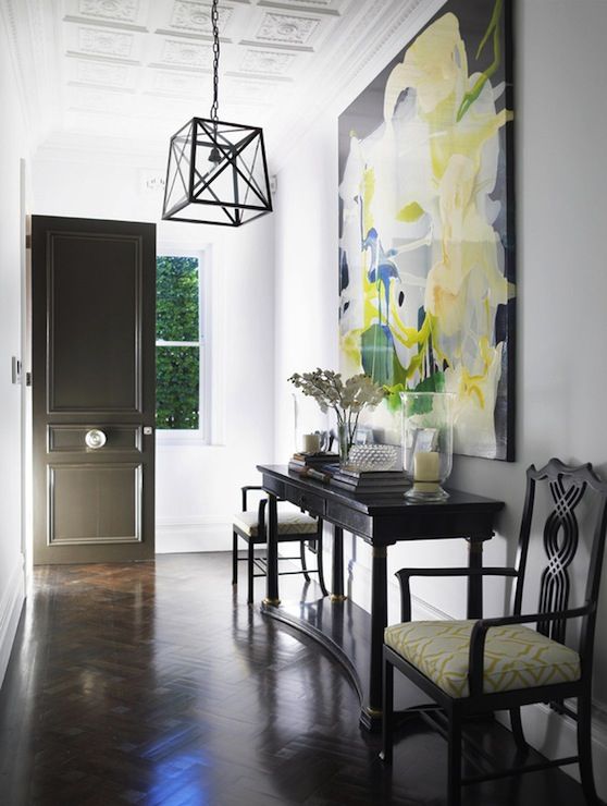 Yellow And Black Foyer – Contemporary – Entrance/foyer – Denai Kulcsar With Yellow And Black Console Tables (View 7 of 20)