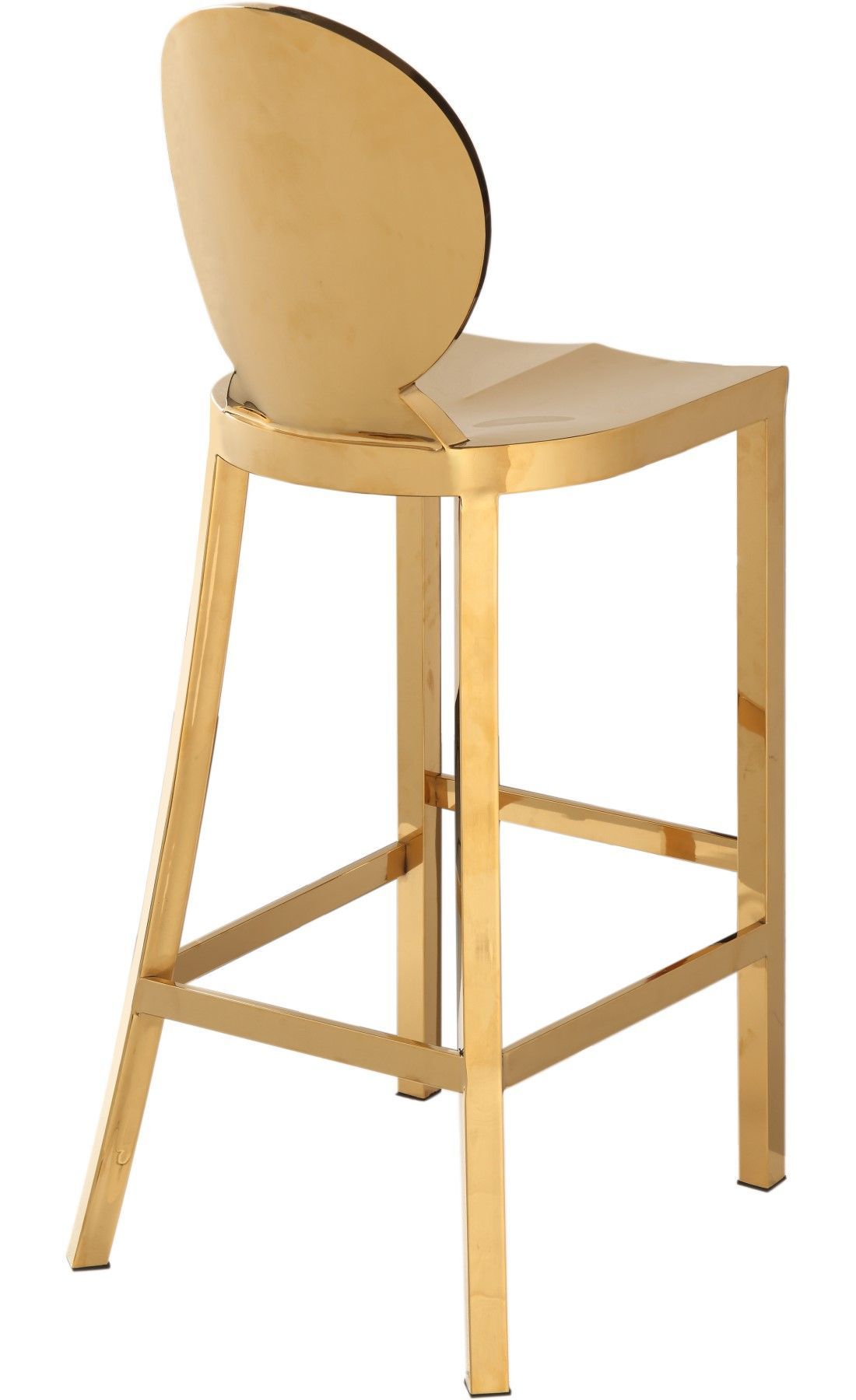 Zade Contemporary Gold Stainless Steel Bar Stool With Round Back Regarding Blue And Gold Round Side Stools (Gallery 20 of 20)