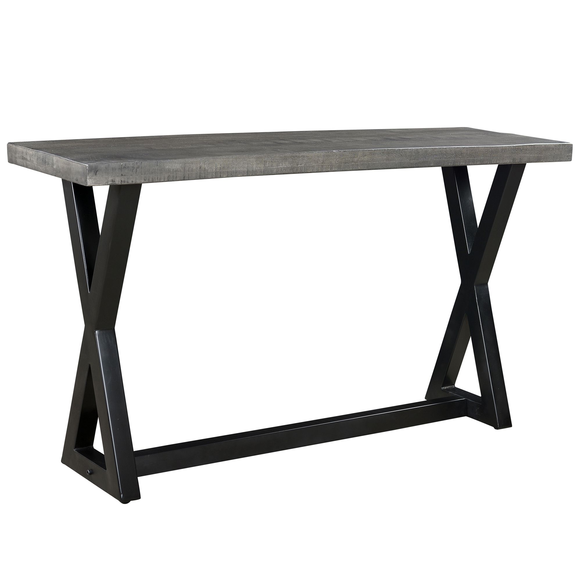 Zax Console Table In Distressed Grey – Aux Merveilles With Round Iron Console Tables (View 9 of 20)