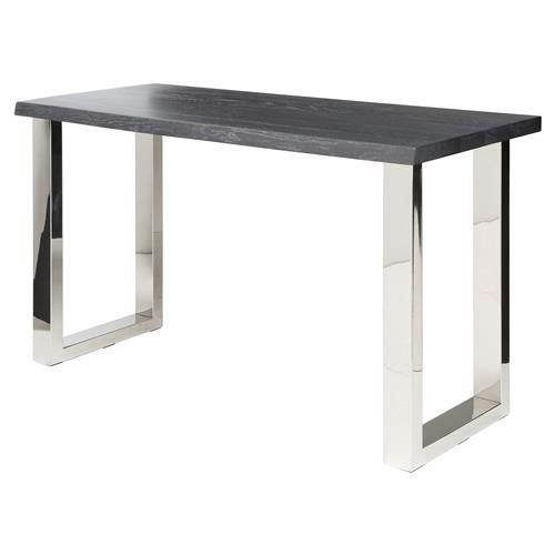 Zinnia Industrial Loft Grey Oak Stainless Steel Console Table With Regard To Stainless Steel Console Tables (Gallery 19 of 20)