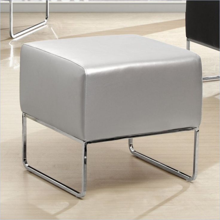 Zuo Plush Faux Leather Ottoman In Silver | Ottoman, Furniture Regarding Silver Faux Leather Ottomans With Pull Tab (View 13 of 20)