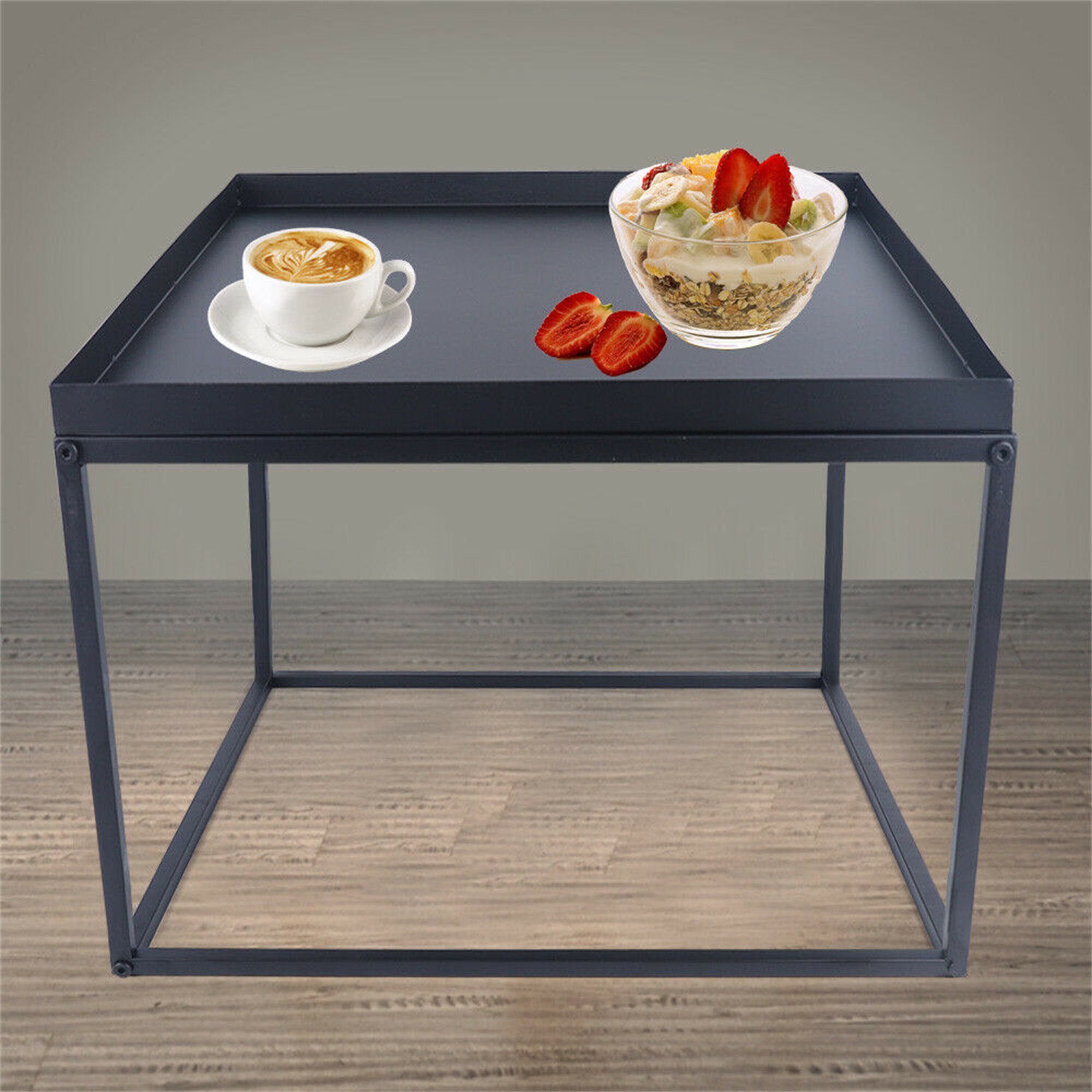 17 Stories Modern Matte Metal Square Tray Coffee Table Side Table (black) |  Wayfair Intended For Matte Coffee Tables (View 16 of 20)