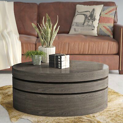 3 Level Black Oak Finish Rotating Coffee Cocktail Table Home Modern  Furniture | Ebay Regarding Oval Mod Rotating Coffee Tables (View 15 of 20)