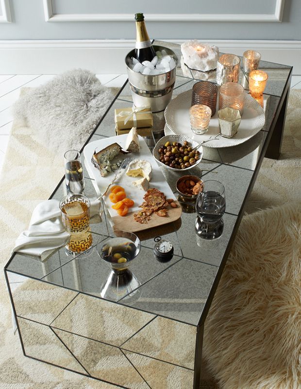 4 Mirrored Coffee Tables West Elm Diagonal Pattern Glass – House & Home Within Mirrored Coffee Tables (View 9 of 20)