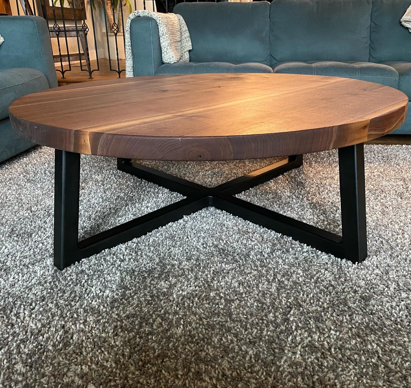 4ft Round Black Walnut Coffee Table – Woodify Canada Intended For Walnut Coffee Tables (View 19 of 20)