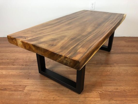 Acacia Wood Slab Coffee Table 48 With Metal Legs  (View 17 of 20)